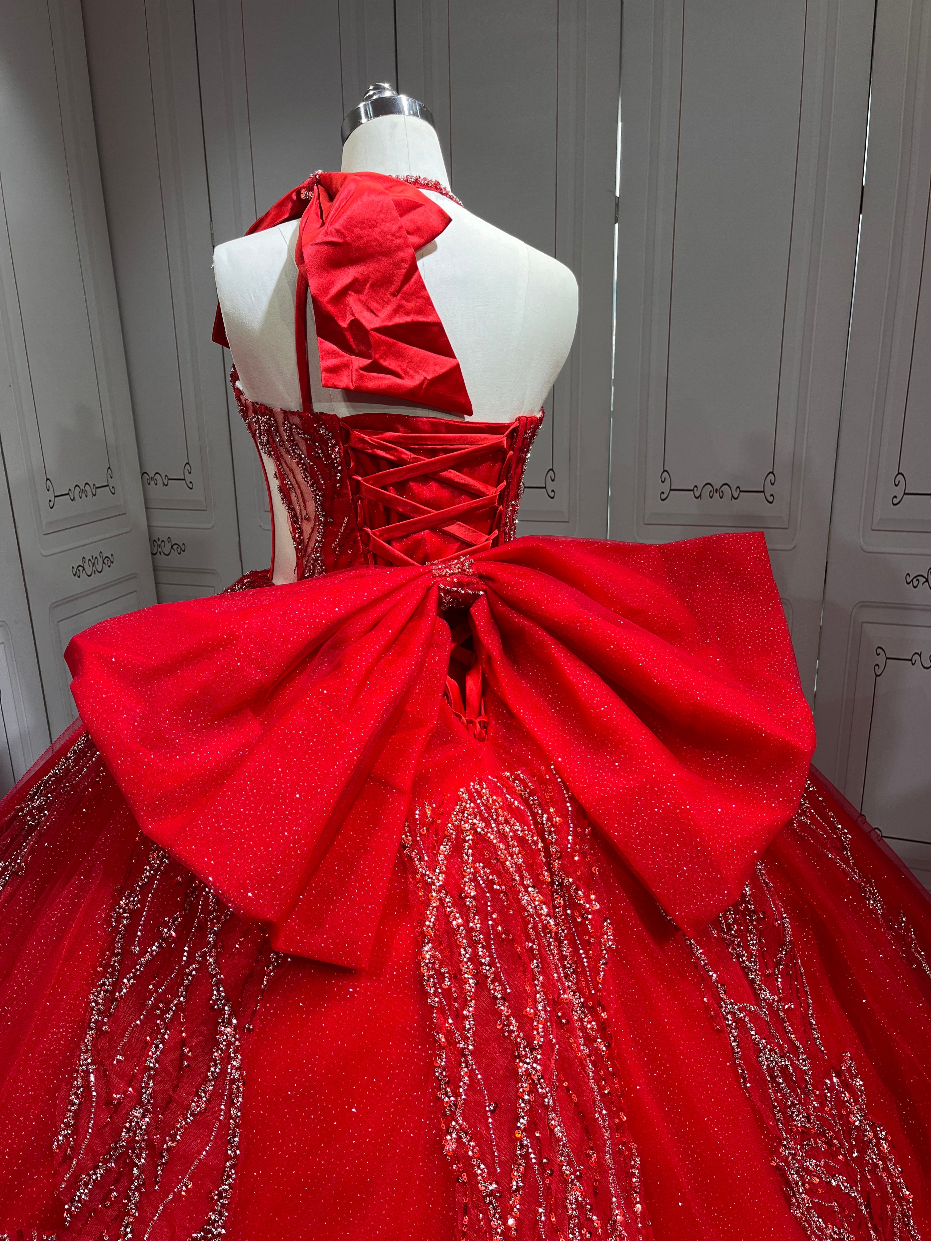 One Shoulder Red Quinceanera Dress Sleeveless Sweet 15 Gowns Ruffled Princess Dress With Bow And Ruffles