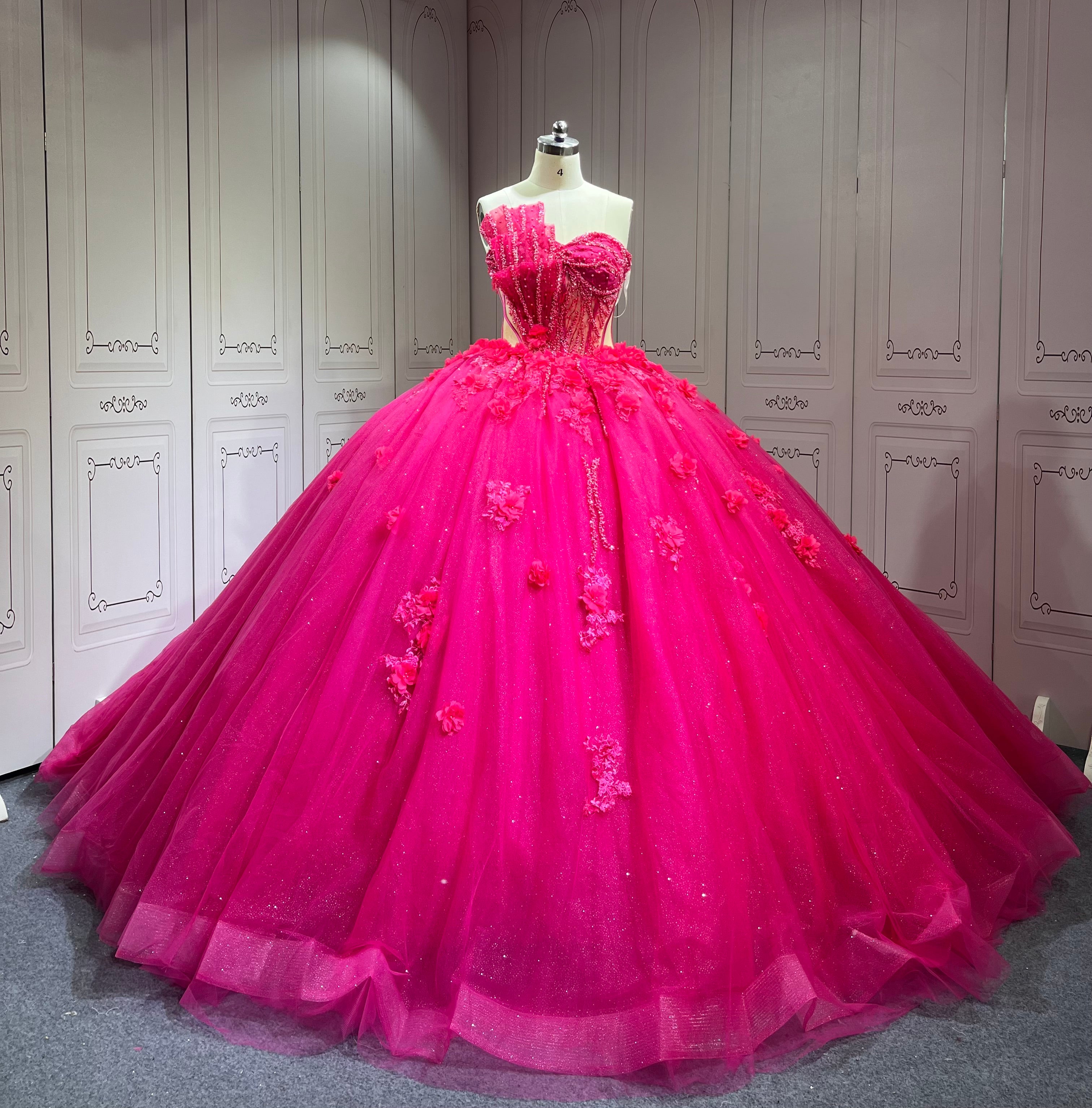 Mumuleo Fuchsia Quinceanera Dress 2025 Vestidos Azul Marino De XV Anos Princess Dress Vestidos De 15
