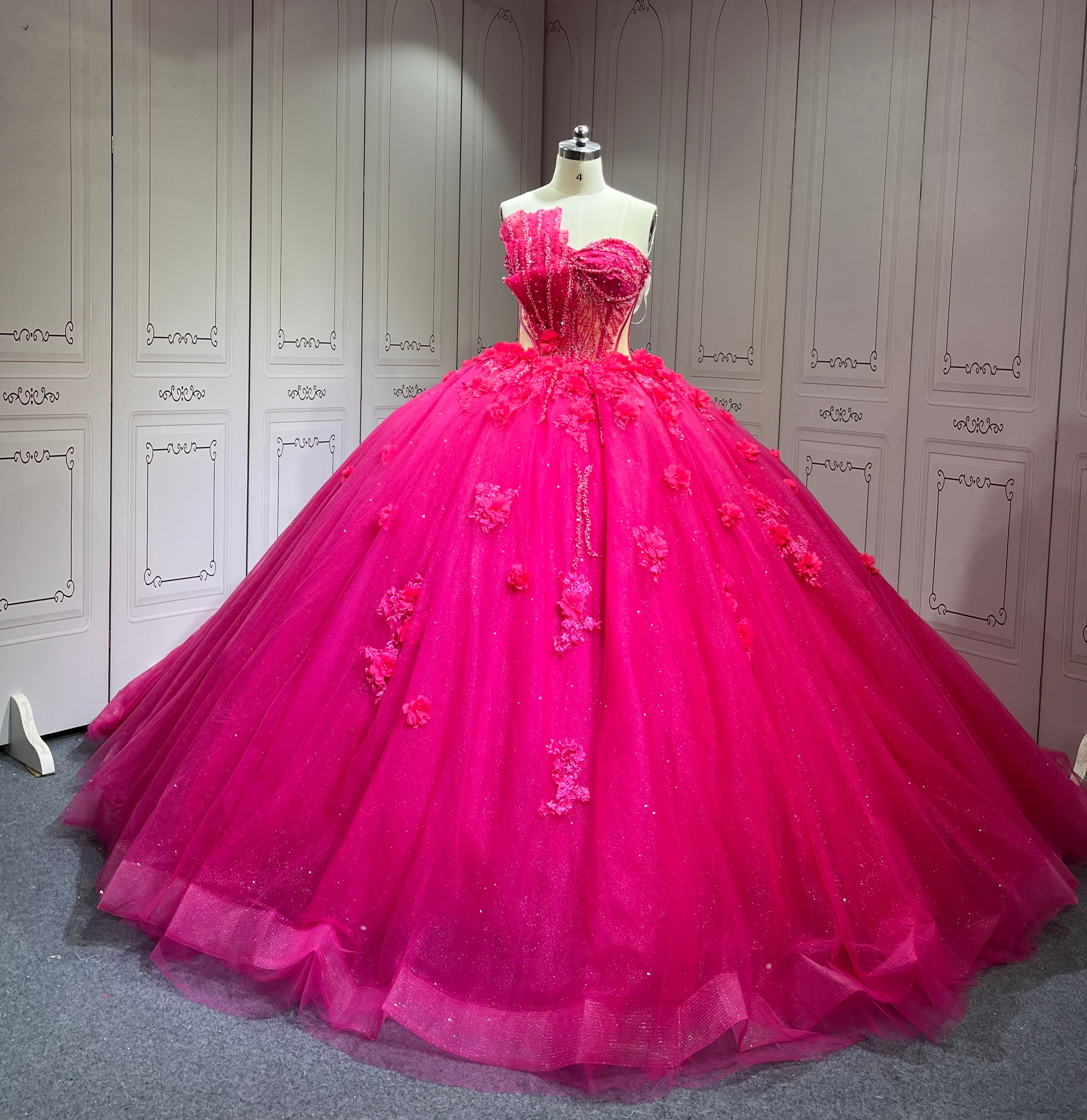 Mumuleo Fuchsia Quinceanera Dress 2025 Vestidos Azul Marino De XV Anos Princess Dress Vestidos De 15