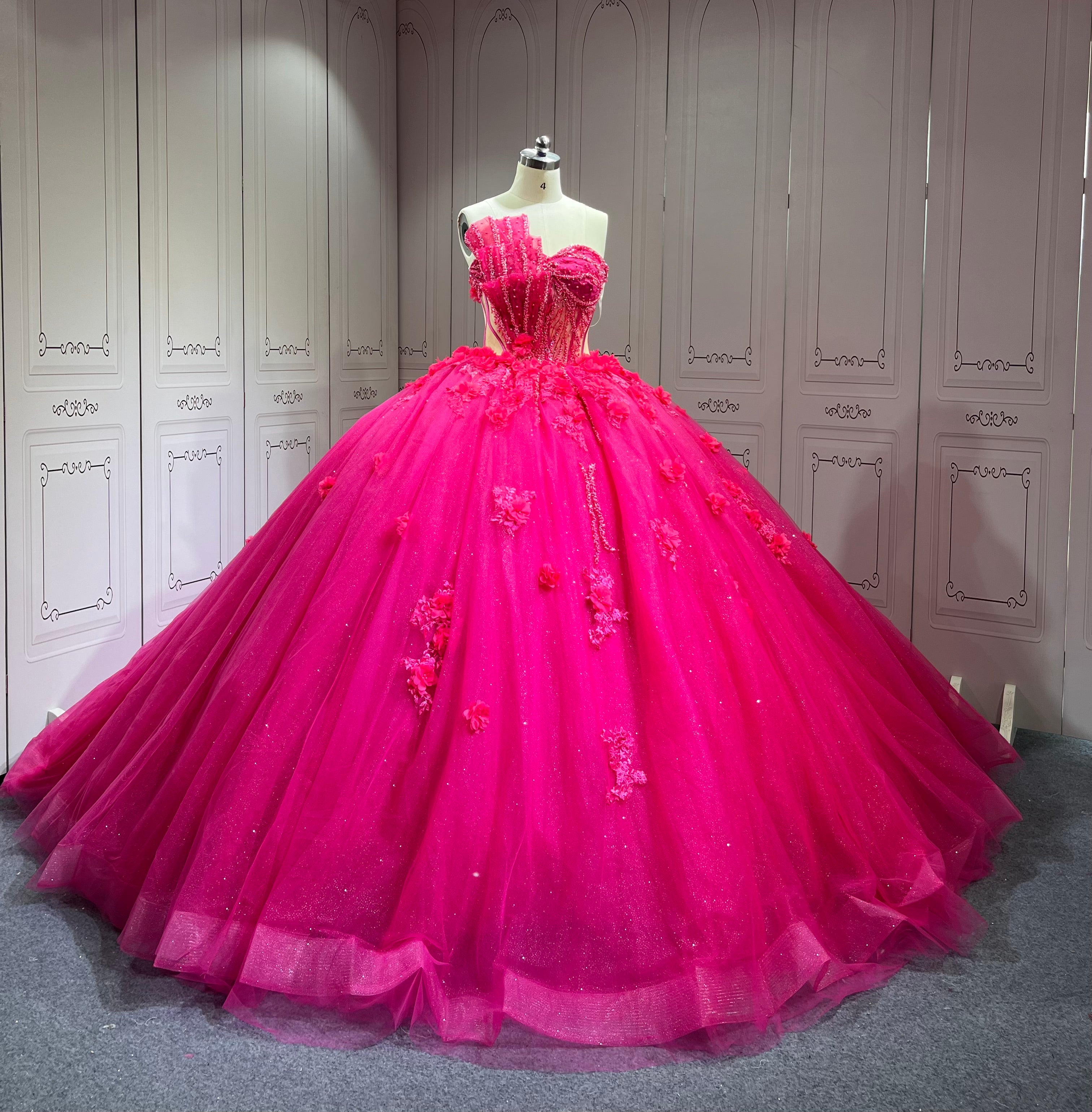 Mumuleo Fuchsia Quinceanera Dress 2025 Vestidos Azul Marino De XV Anos Princess Dress Vestidos De 15