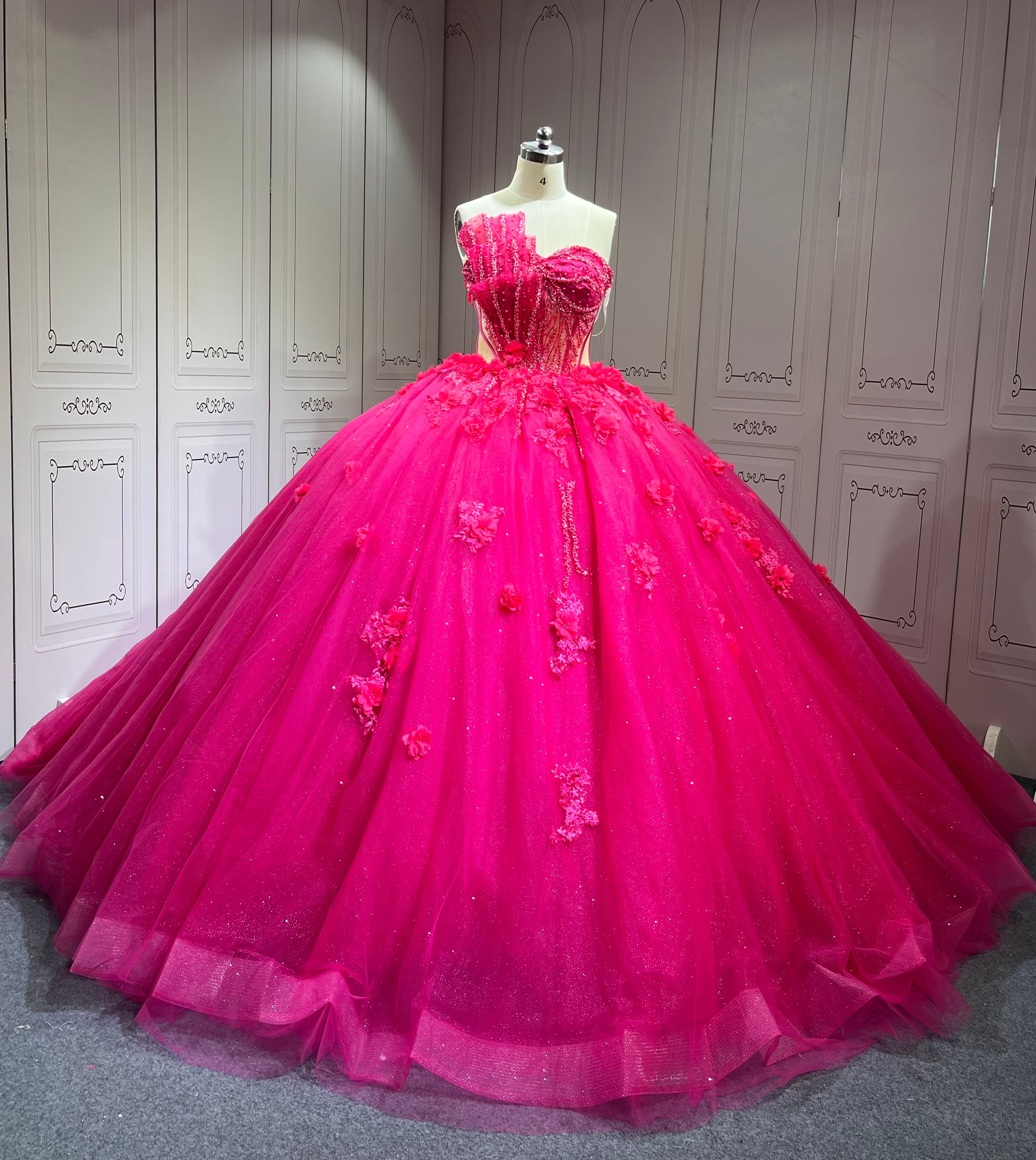 Mumuleo Fuchsia Quinceanera Dress 2025 Vestidos Azul Marino De XV Anos Princess Dress Vestidos De 15