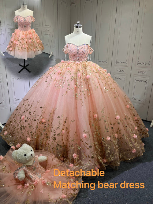 2025 Pink Off Shoulder Ball Gown Quinceanera Dresses Beading Crystal Lace Appliques Tull Sweet 16 15 Birthday Vestido De 15 Anos