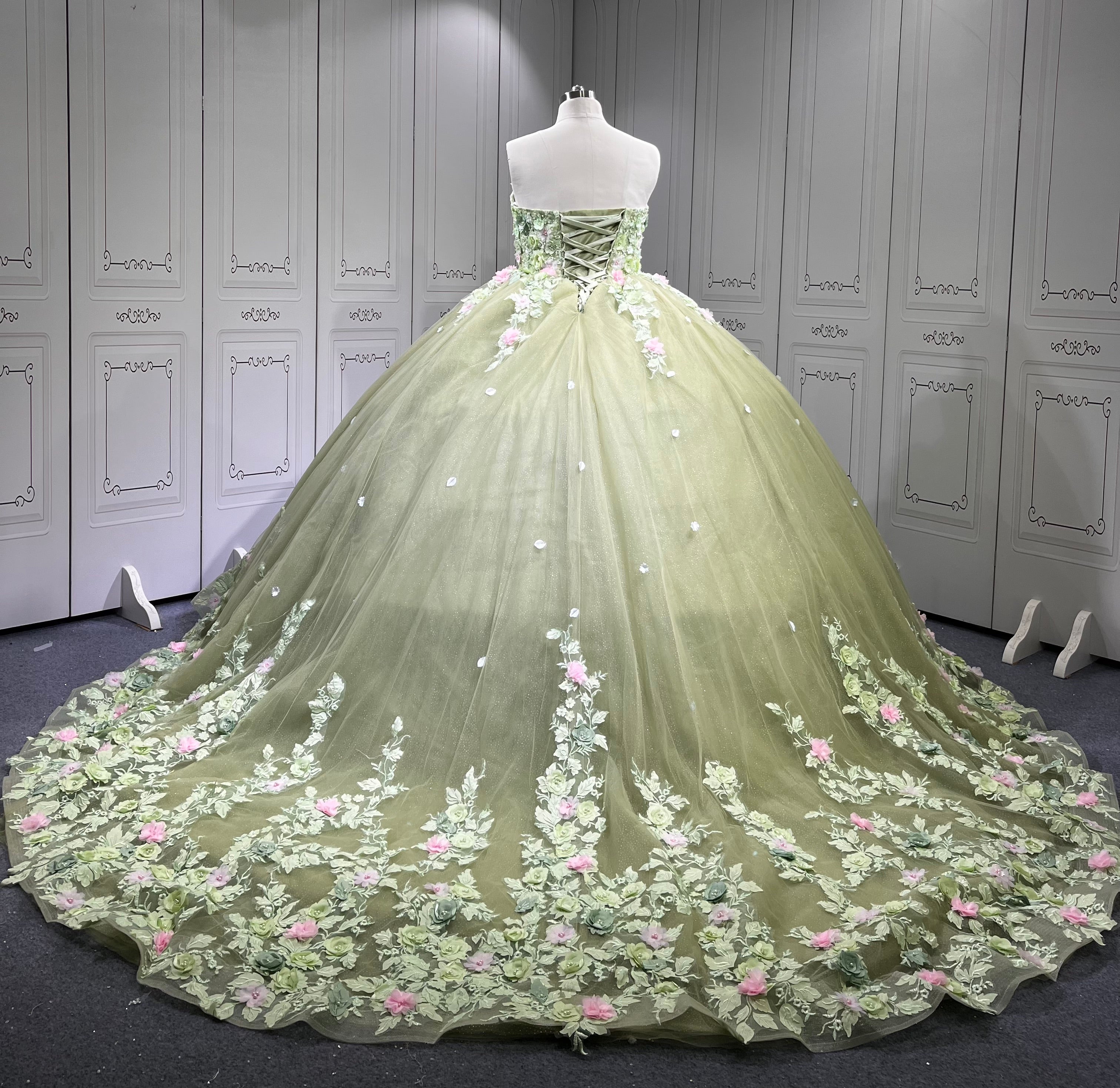 Mumuleo Sage Green Quinceanera Dress Lace Appliques 15 Dresses Ball Gown Vestidos Anos Quinceaneras Vestido Fiesta