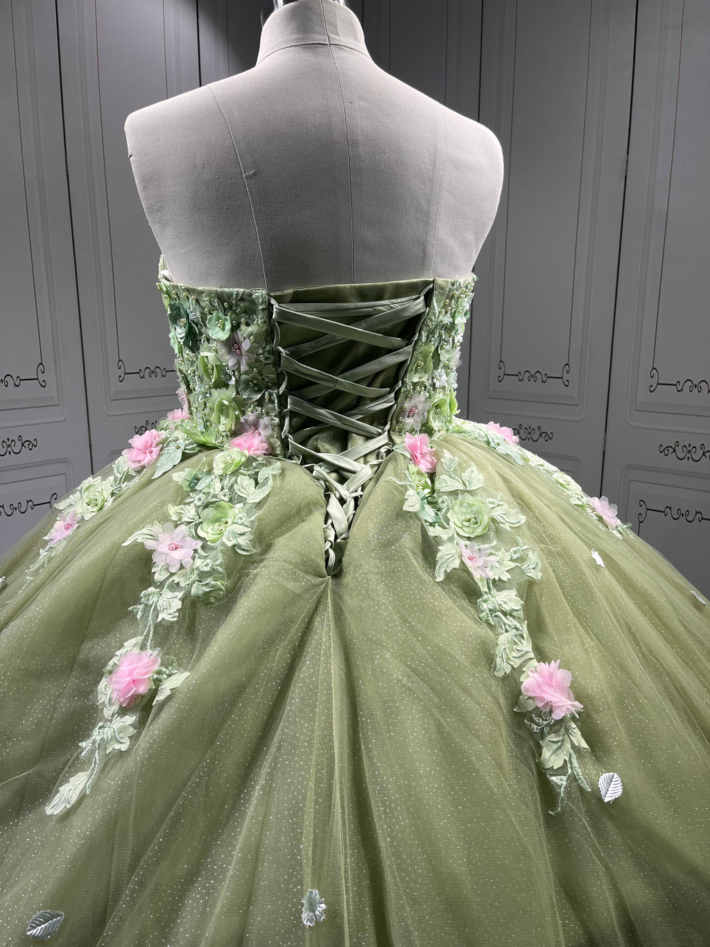 Mumuleo Sage Green Quinceanera Dress Lace Appliques 15 Dresses Ball Gown Vestidos Anos Quinceaneras Vestido Fiesta