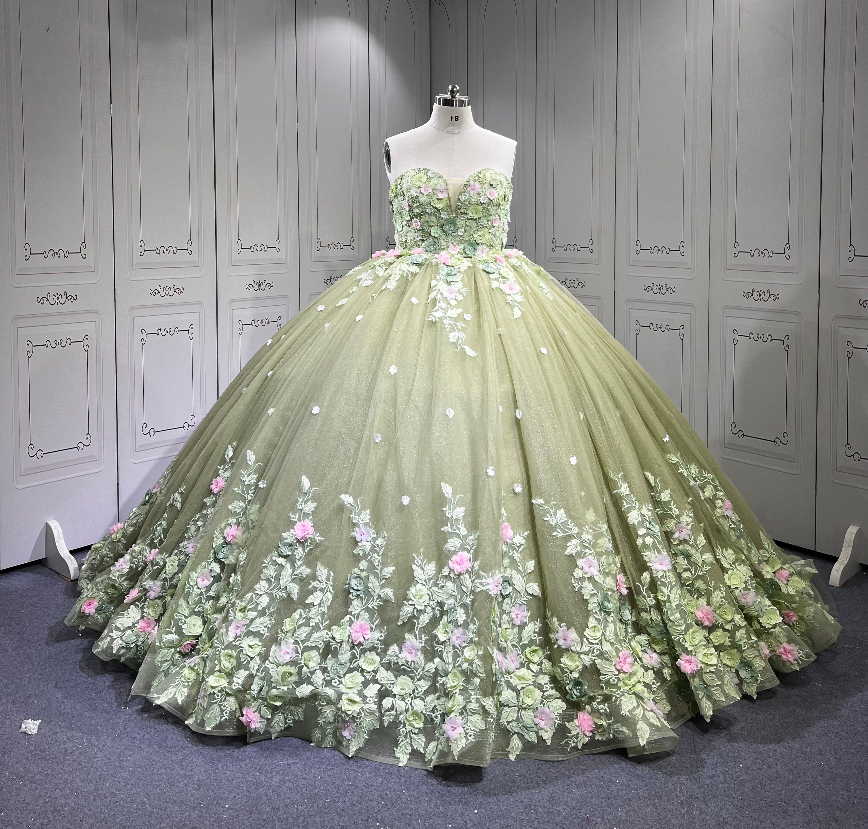 Mumuleo Sage Green Quinceanera Dress Lace Appliques 15 Dresses Ball Gown Vestidos Anos Quinceaneras Vestido Fiesta