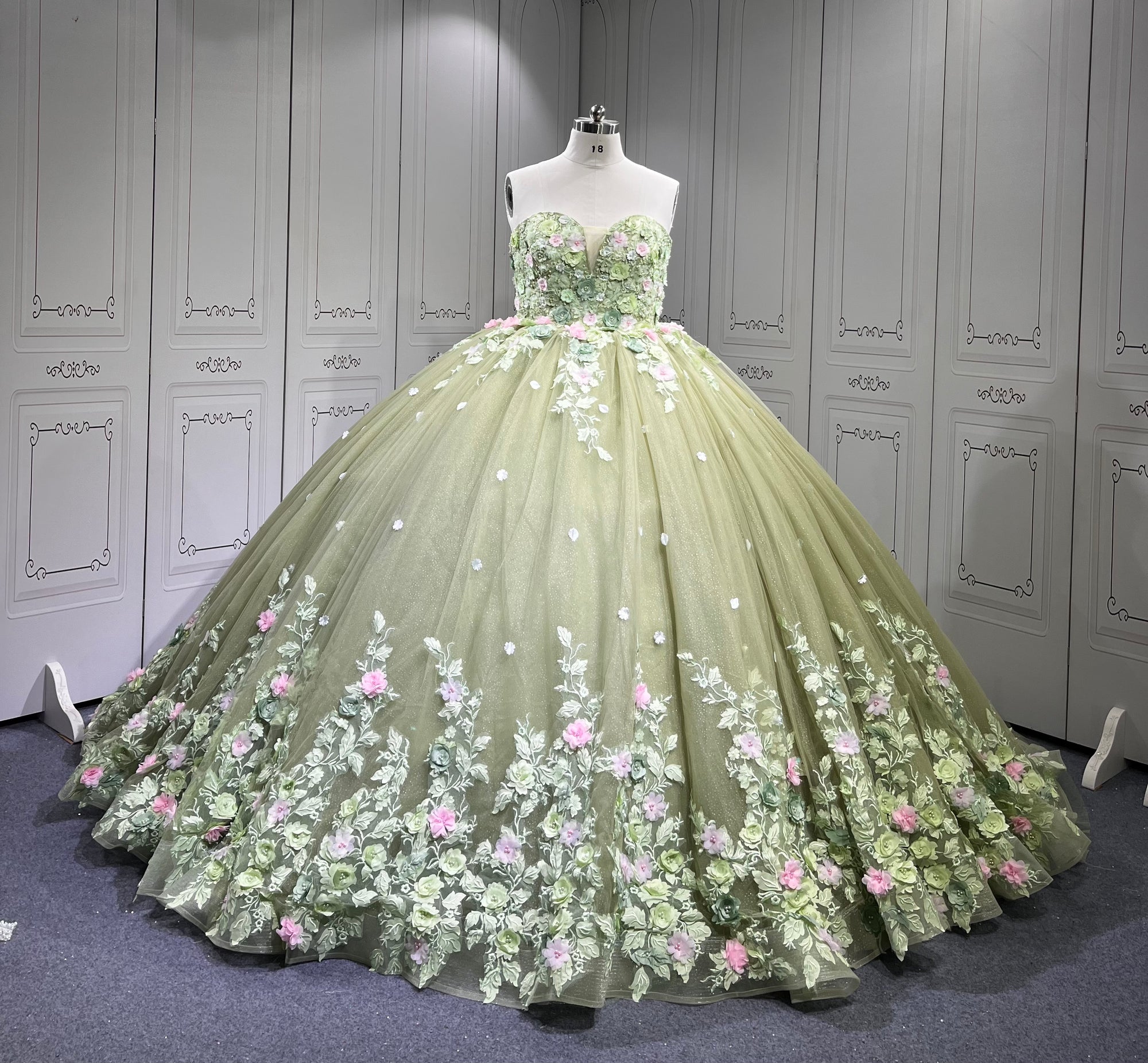 Mumuleo Sage Green Quinceanera Dress Lace Appliques 15 Dresses Ball Gown Vestidos Anos Quinceaneras Vestido Fiesta