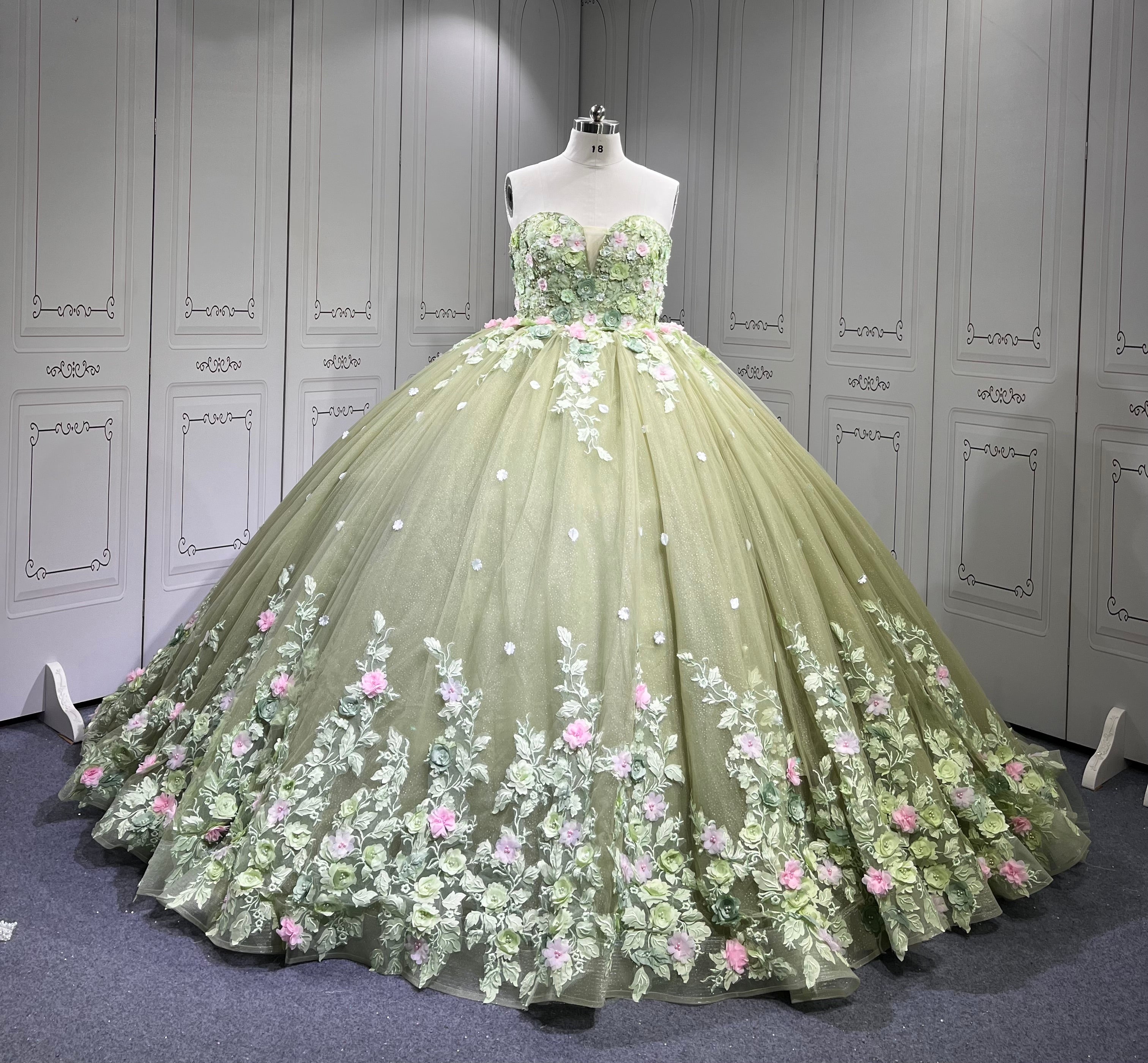Mumuleo Sage Green Quinceanera Dress Lace Appliques 15 Dresses Ball Gown Vestidos Anos Quinceaneras Vestido Fiesta