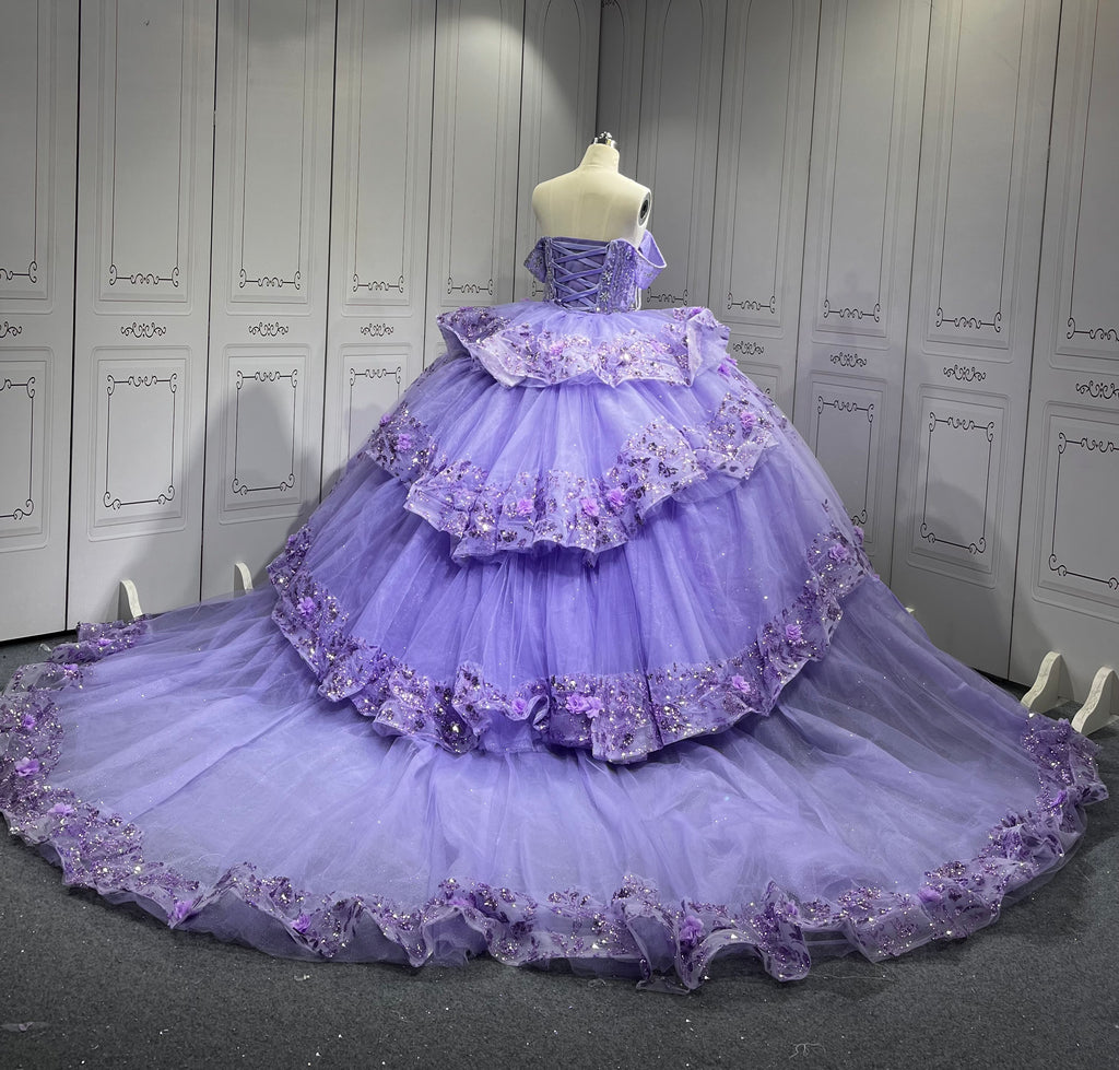2025 Mumuleo Lilac 4 in 1 Quinceanera Dresses Vestidos Para De 15 Aos De Blanco De Quinceaera De Mariposa De 15 Aos Color Vino