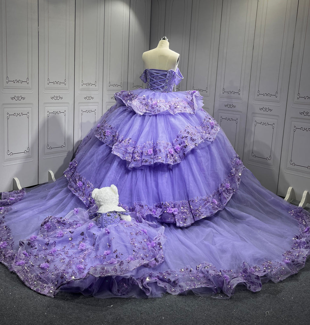 2025 Mumuleo Lilac 4 in 1 Quinceanera Dresses Vestidos Para De 15 Aos De Blanco De Quinceaera De Mariposa De 15 Aos Color Vino