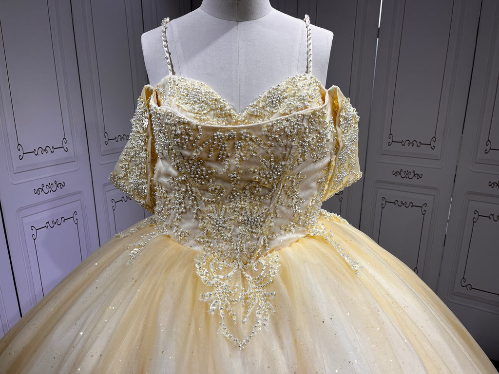 Yellow Ball Gown Quinceanera Dress 2025 Applique Party 15 Vestidos De 15 Anos