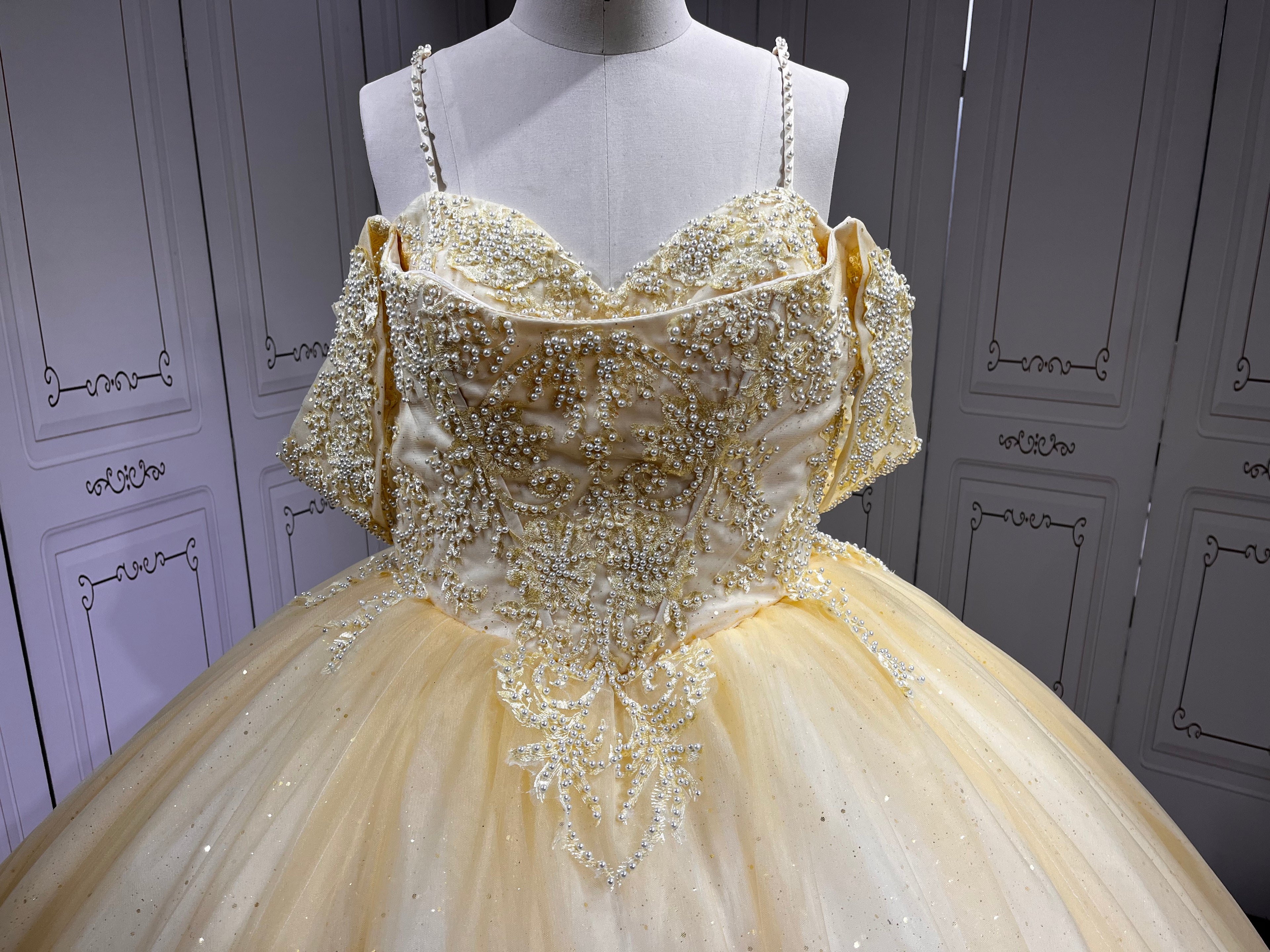 Yellow Ball Gown Quinceanera Dress 2025 Applique Party 15 Vestidos De 15 Anos