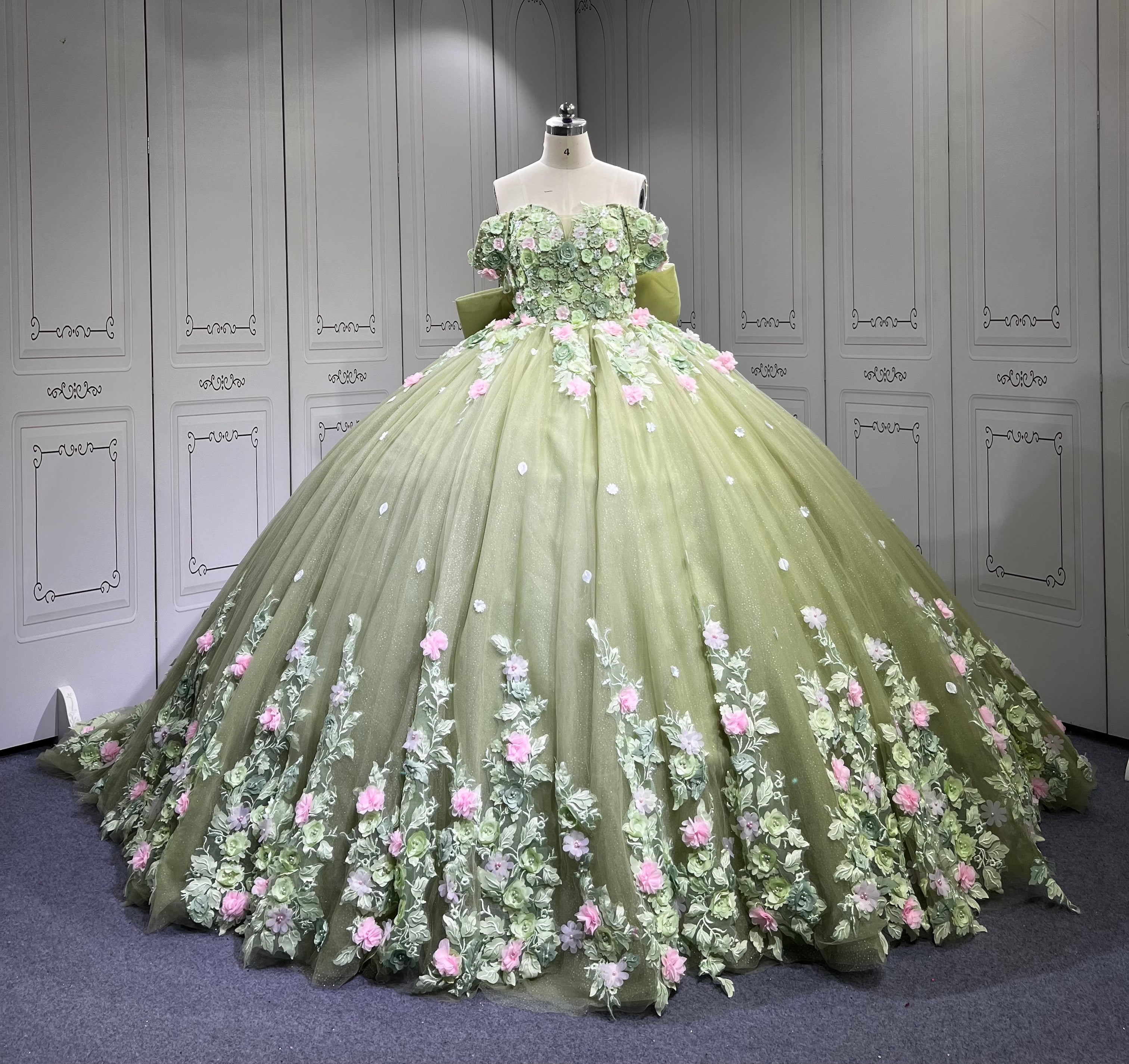 Mumuleo Sage Green Quinceanera Dress off the Shoulder 15 Dresses BallGown Vestidos Anos Quinceaneras Vestido Fiesta
