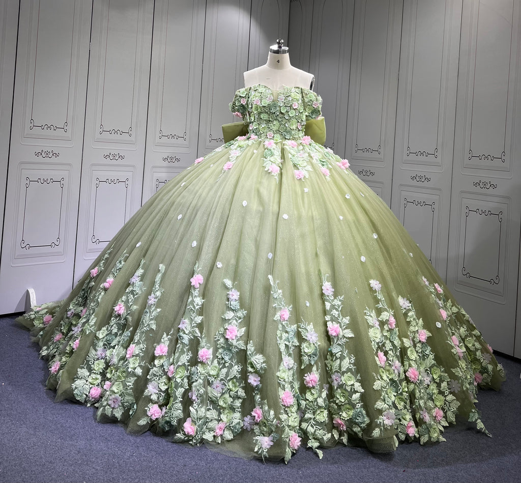 Mumuleo Sage Green Quinceanera Dress off the Shoulder 15 Dresses BallGown Vestidos Anos Quinceaneras Vestido Fiesta