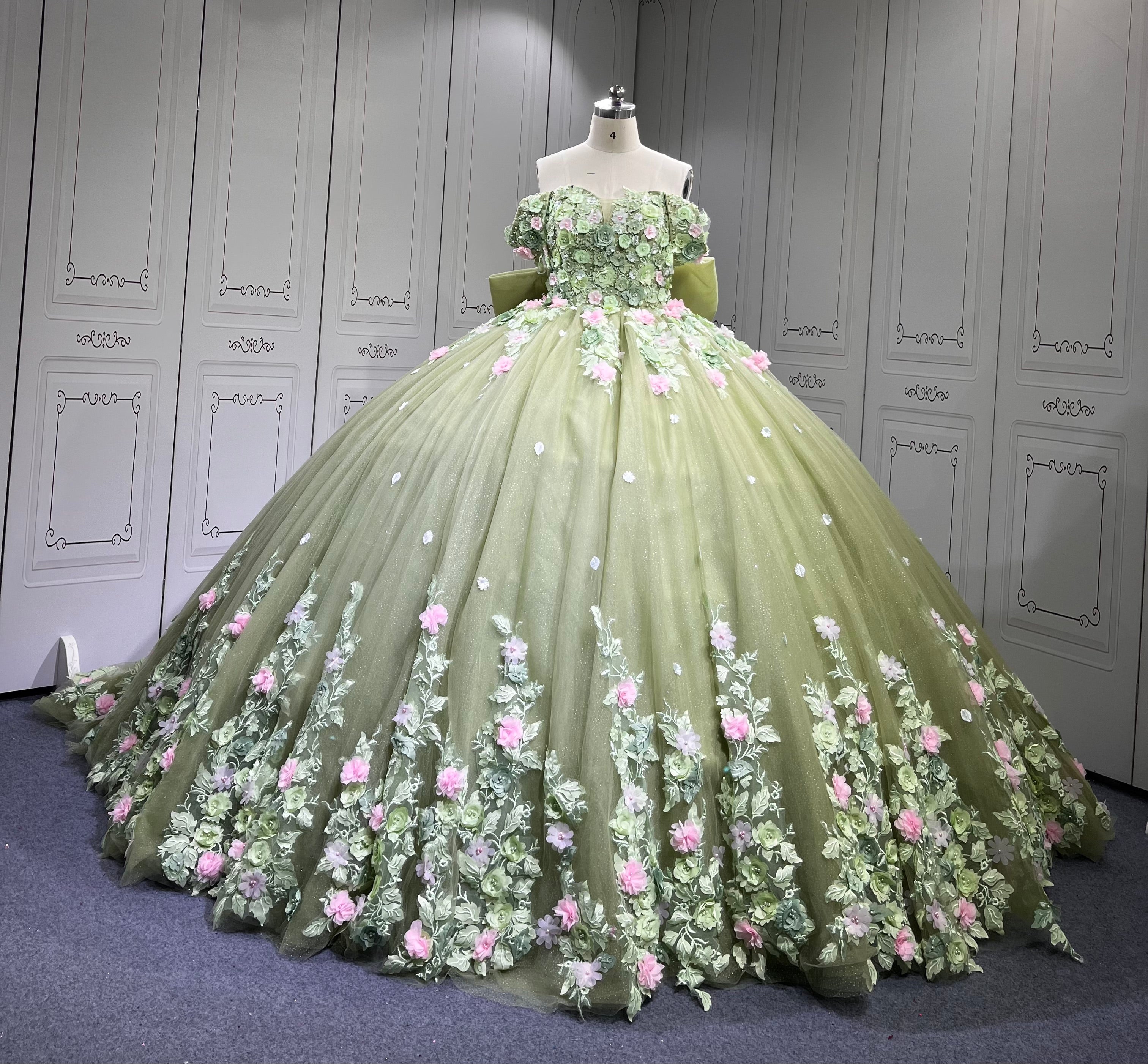 Mumuleo Sage Green Quinceanera Dress off the Shoulder 15 Dresses BallGown Vestidos Anos Quinceaneras Vestido Fiesta