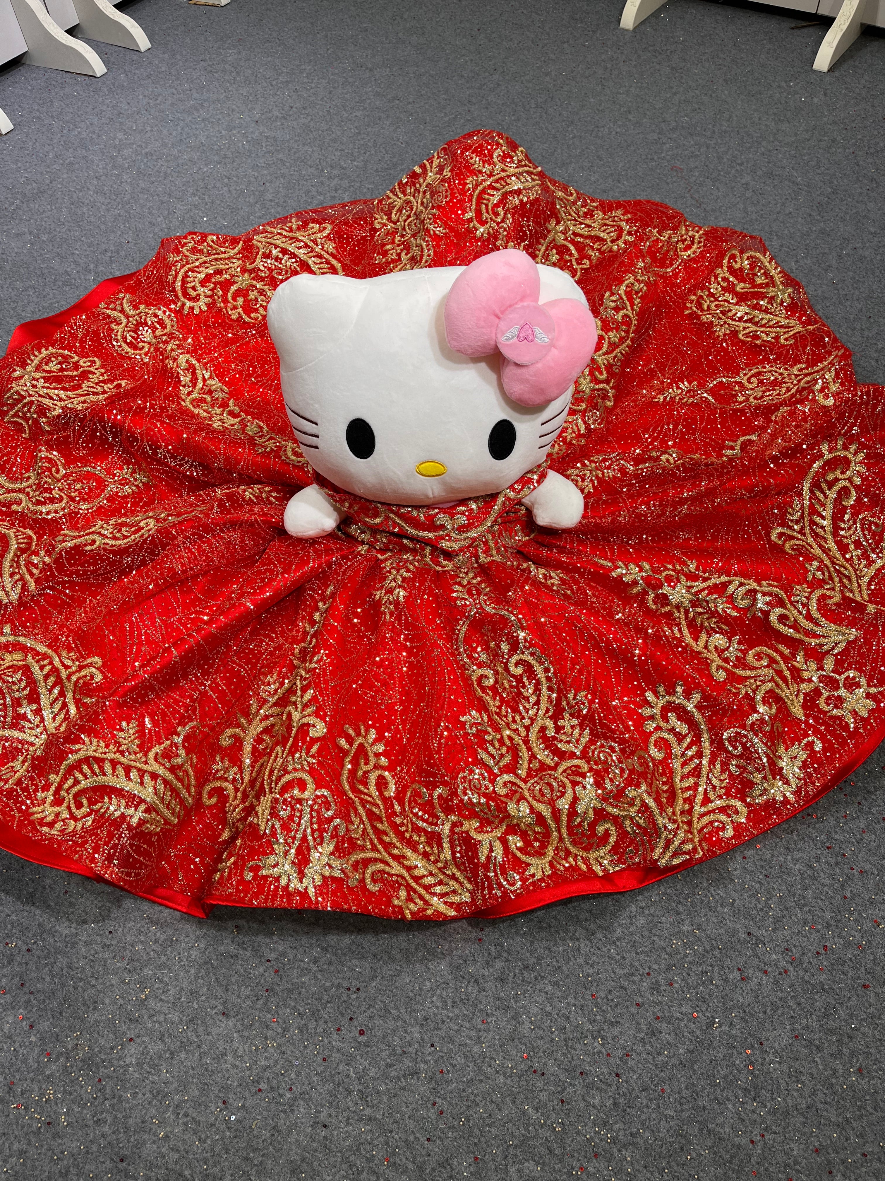 Red With Gold vestidos de 15 quinceaneravestidos de fiesta vestidos de 15 anosquinceanera vestido de 15 quinceanera With Matching Bear