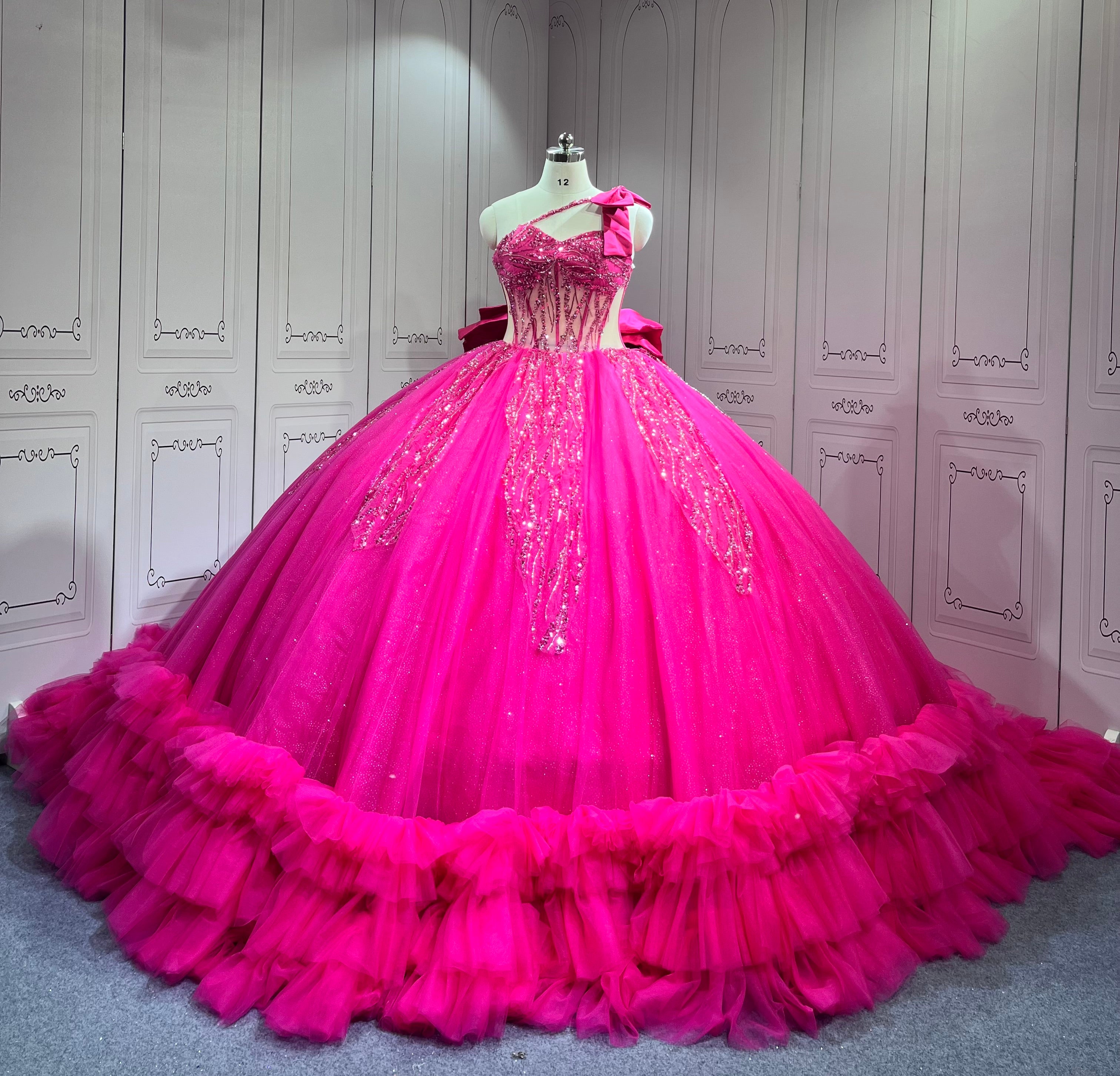 One Shoulder Fuchsia Quinceanera DressesVestidos Para Quiseaera Vestidos De 15Aos De Fiesta Mexicana Quince