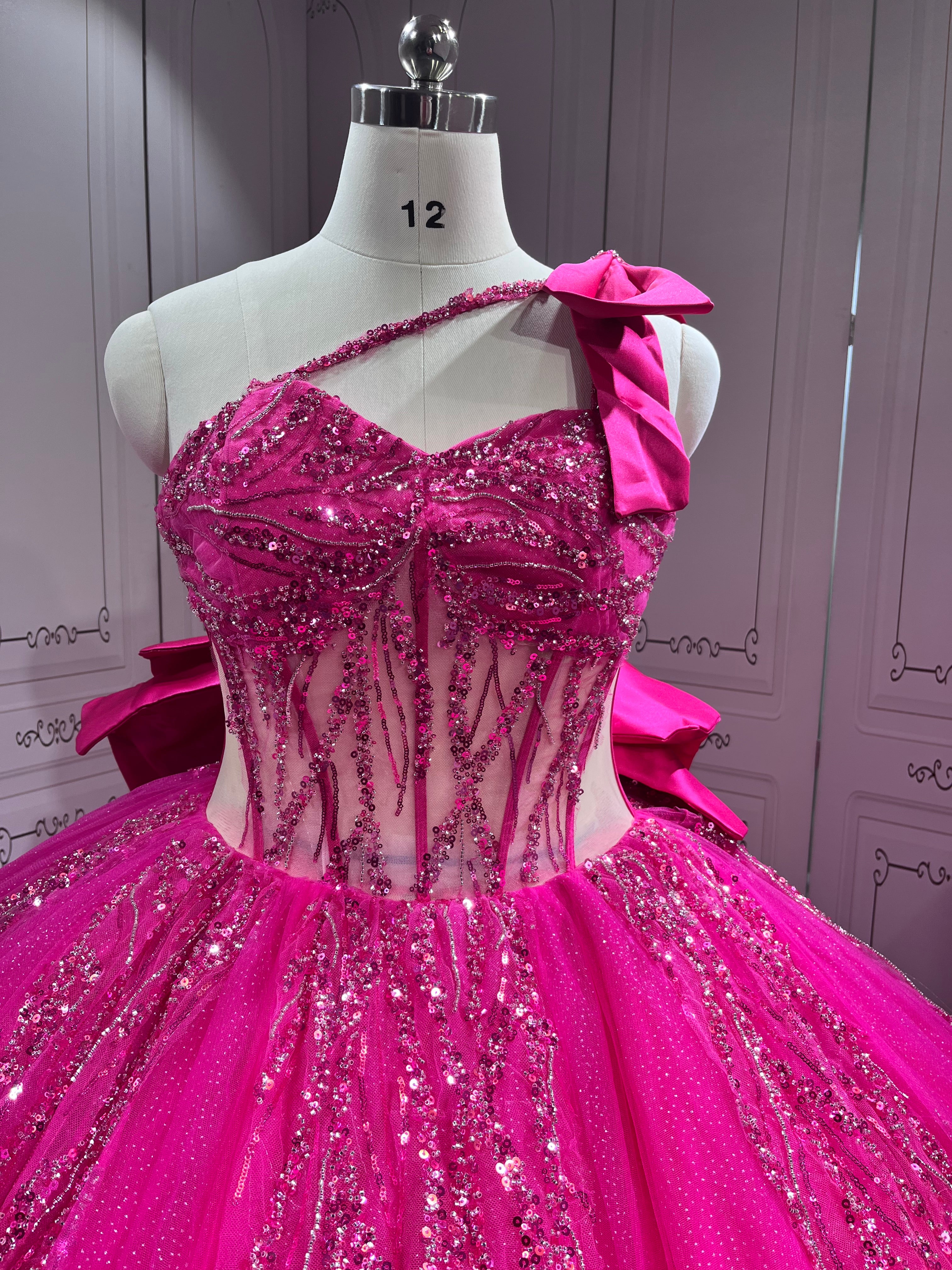 One Shoulder Fuchsia Quinceanera DressesVestidos Para Quiseaera Vestidos De 15Aos De Fiesta Mexicana Quince