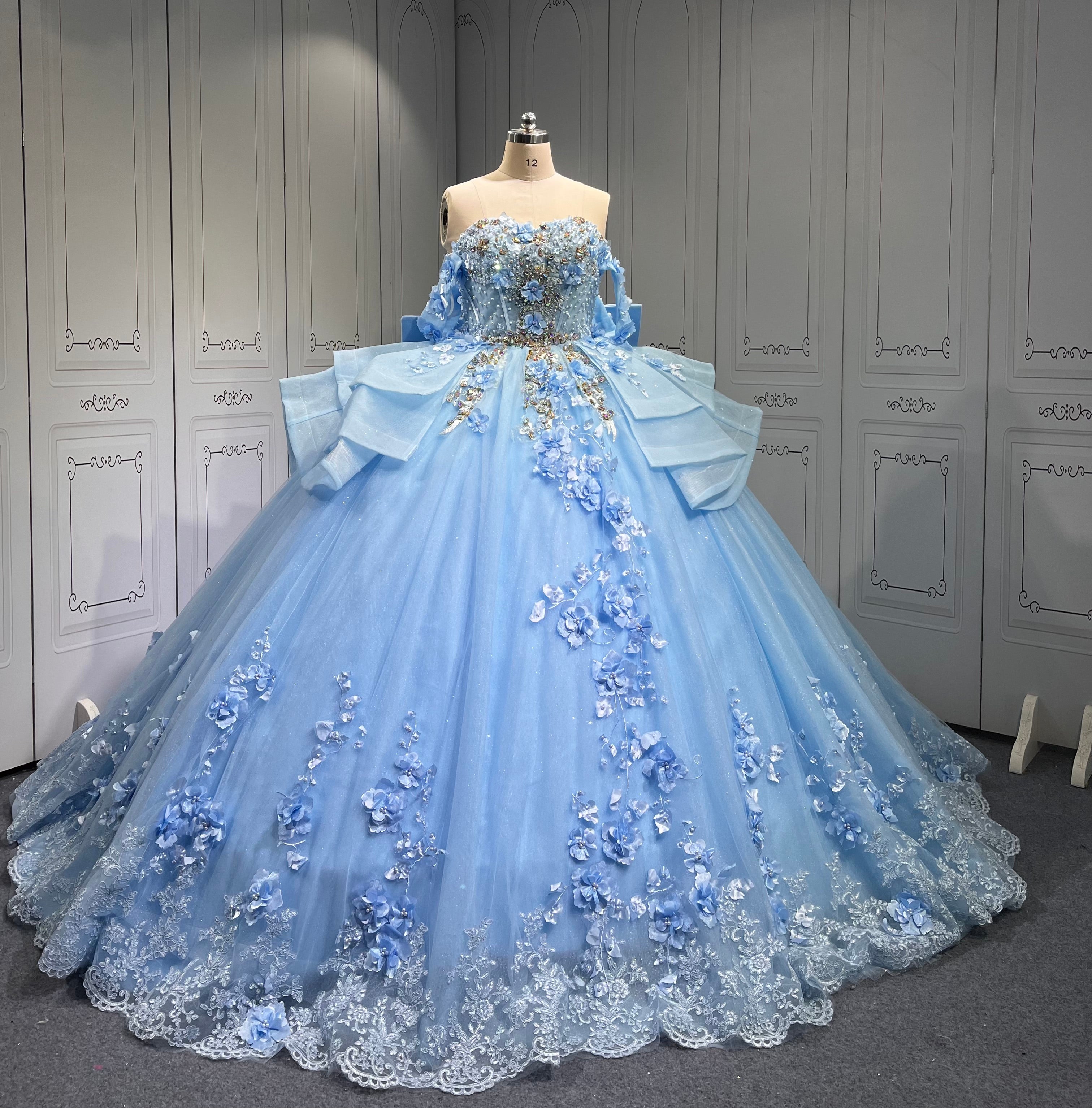 Vestido 15 Anos Vestidos De Gala Largos Novia Princesa Con Brillo Sky Blue Boda Vestidos Quinceanera