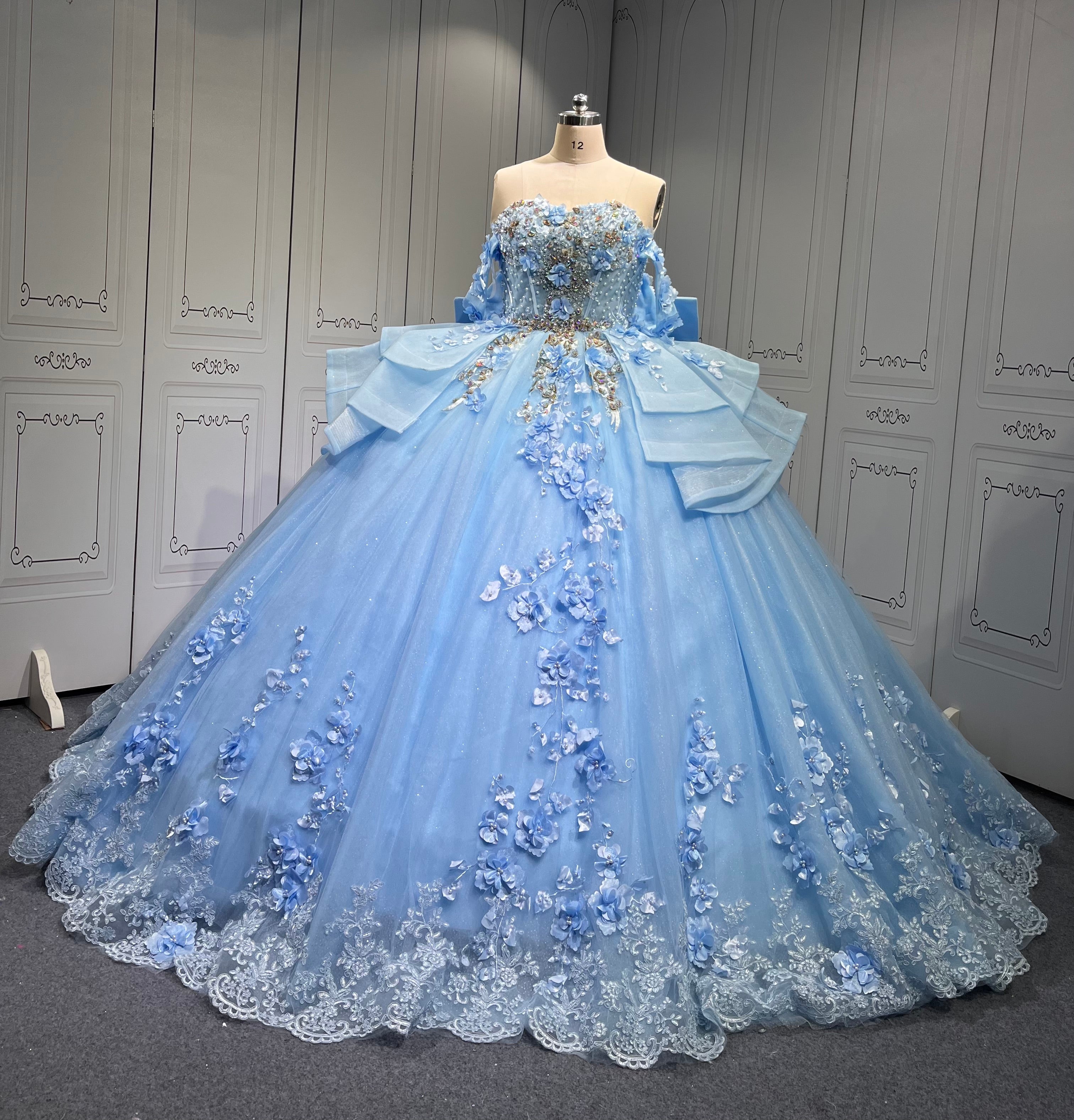 Vestido 15 Anos Vestidos De Gala Largos Novia Princesa Con Brillo Sky Blue Boda Vestidos Quinceanera