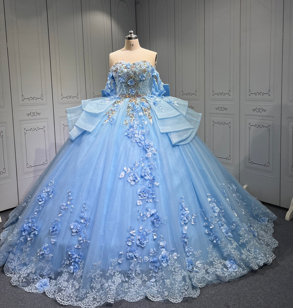Vestido 15 Anos Vestidos De Gala Largos Novia Princesa Con Brillo Sky Blue Boda Vestidos Quinceanera