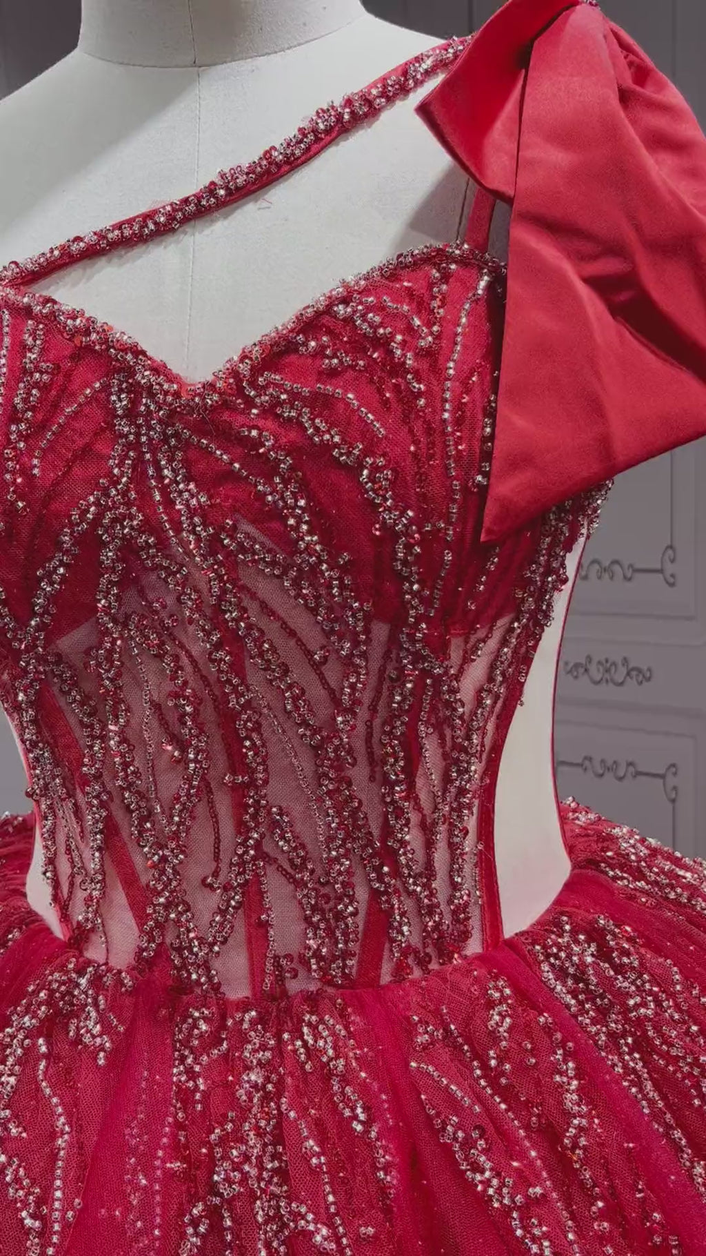 One Shoulder Red Quinceanera Dress Sleeveless Sweet 15 Gowns Ruffled Princess Dress With Bow And Ruffles